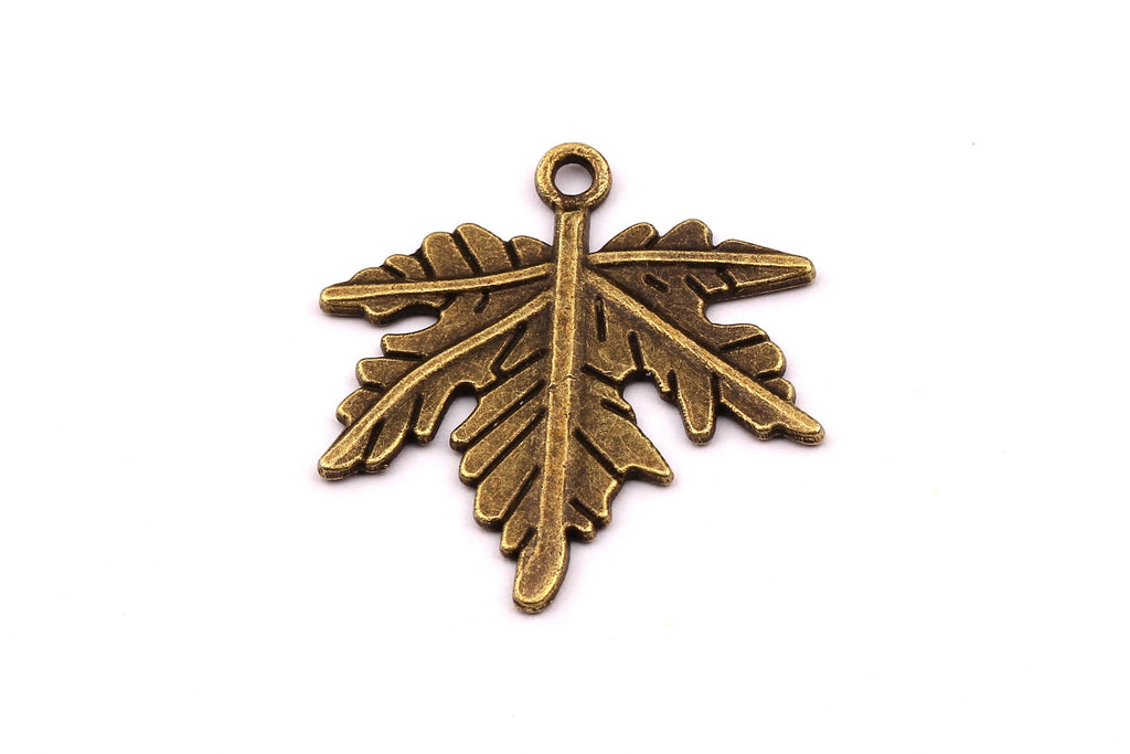 Zinc Alloy Pendant - Leaf Shaped - Alloy Charms - Antique Bronze Tone Necklace - Zinc Alloy Beads - Jewelry Supplies - 27x25x1.5mm ZZ1141 - DOMEDBAZAAR