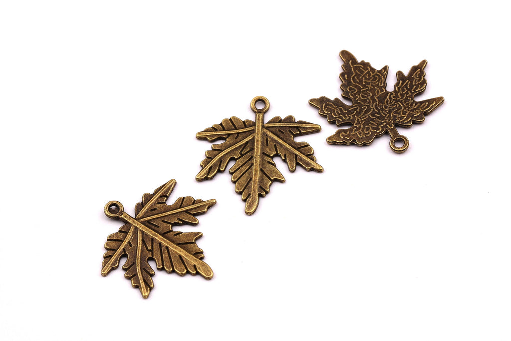 Zinc Alloy Pendant - Leaf Shaped - Alloy Charms - Antique Bronze Tone Necklace - Zinc Alloy Beads - Jewelry Supplies - 27x25x1.5mm ZZ1141 - DOMEDBAZAAR