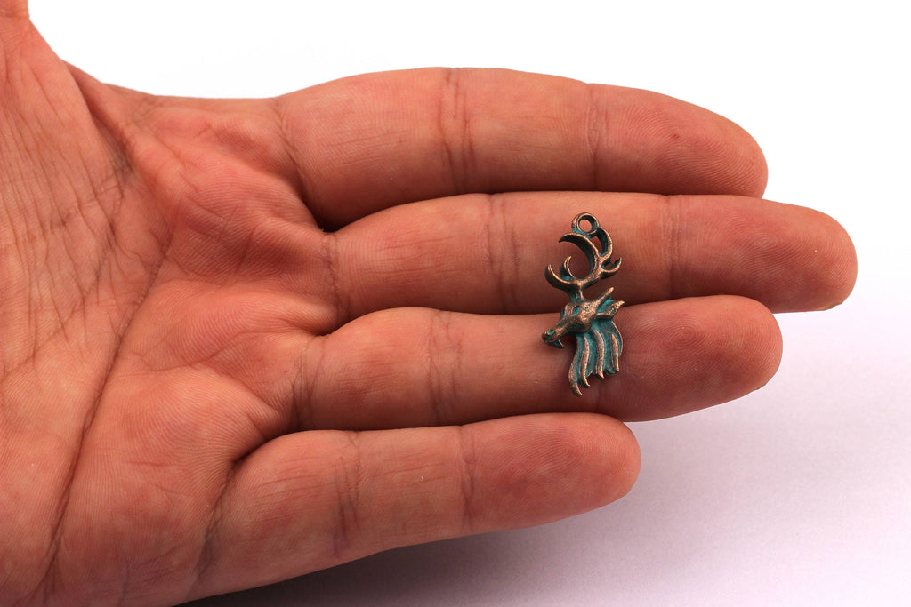 Faux Patina Pendant - Deer Shaped - Alloy Charms - Antique Bronze Tone Necklace - Zinc Alloy Beads - Jewelry Supplies - 24x7x3mm ZZ1013 - DOMEDBAZAAR