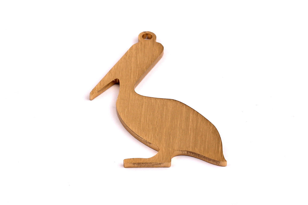 Aluminum Charms - Pelican Shaped Pendant - Anodized Aluminium Charms - Wall Decor - Gold Tone - 59x36x2mm - AA1029 - DOMEDBAZAAR