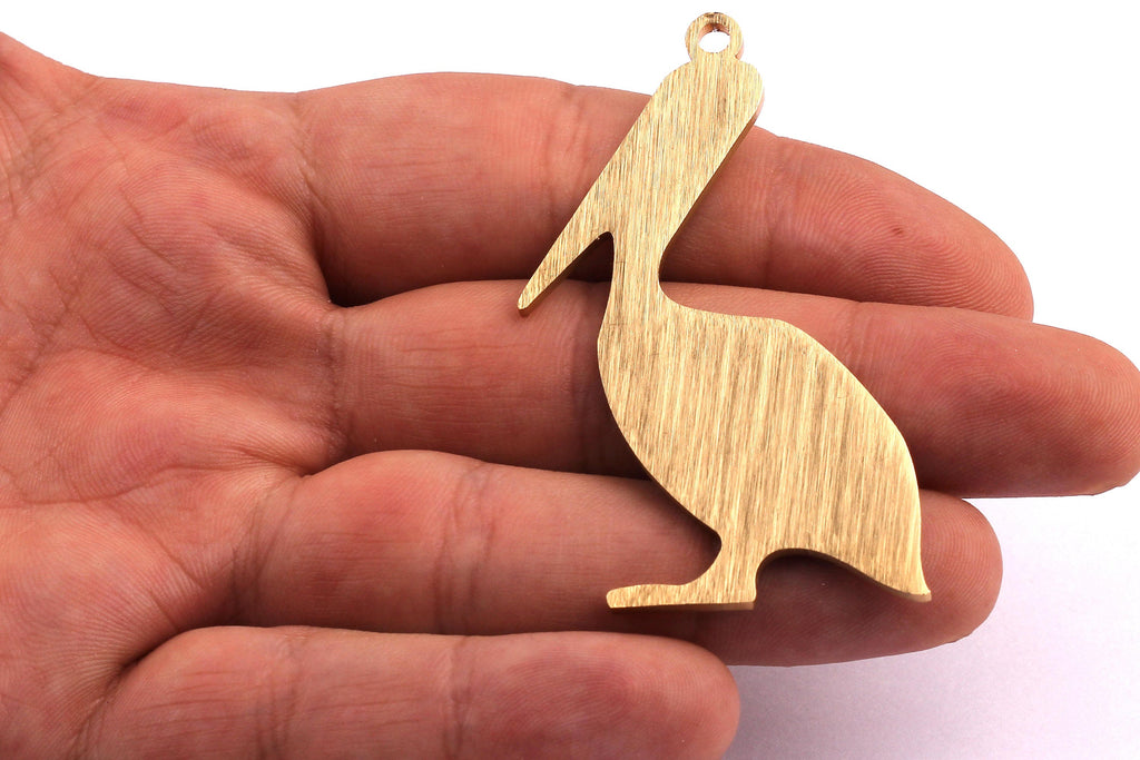 Aluminum Charms - Pelican Shaped Pendant - Anodized Aluminium Charms - Wall Decor - Gold Tone - 59x36x2mm - AA1029 - DOMEDBAZAAR