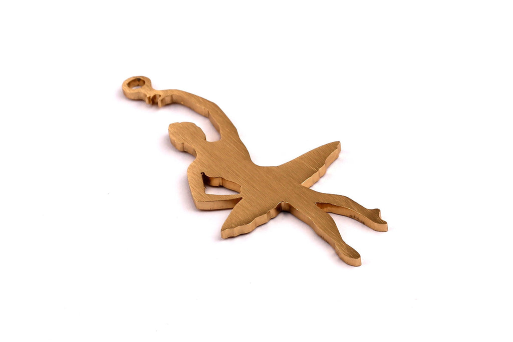 Aluminum Charms - Dancer Girl Shaped Pendant - Anodized Aluminium Charms - Wall Decor - Gold Tone - 66x29x2mm - AA1035 - DOMEDBAZAAR