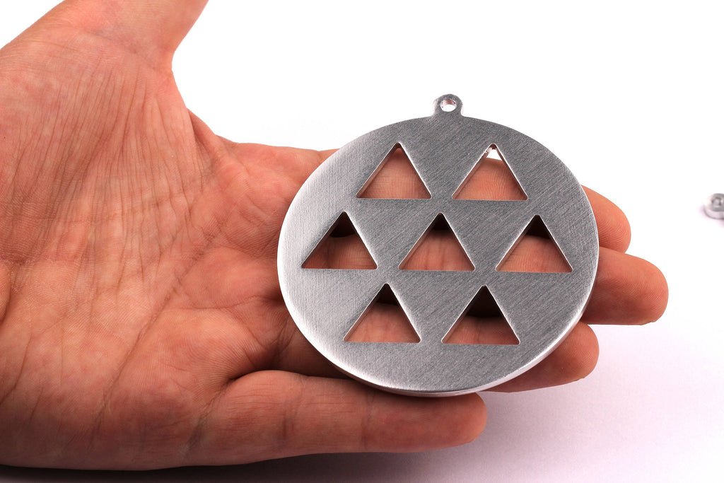 Aluminum Charms - Circle Shaped Pendant - Anodized Aluminium Charms - Wall Decor - Silver Tone - 69x69x2.5mm - AA1077 - DOMEDBAZAAR