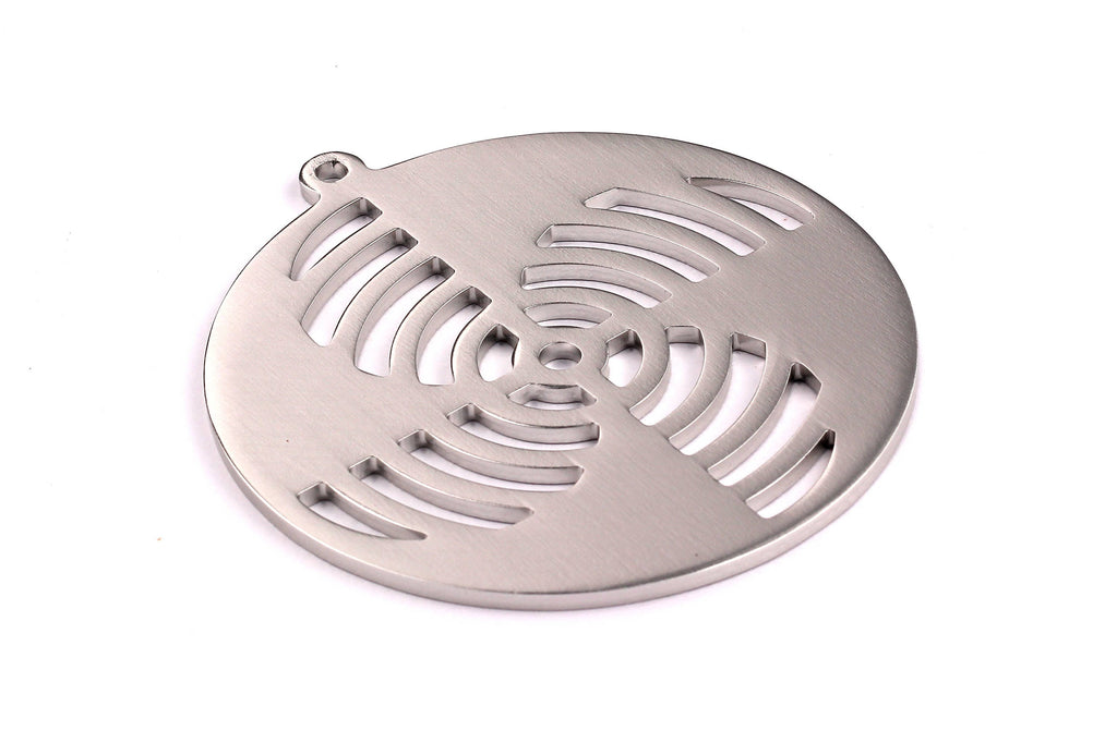 Aluminum Charms - Fan Shaped Pendant - Anodized Aluminium Charms - Wall Decor - Silver Tone - 69x69x2.3mm - AA1085 - DOMEDBAZAAR