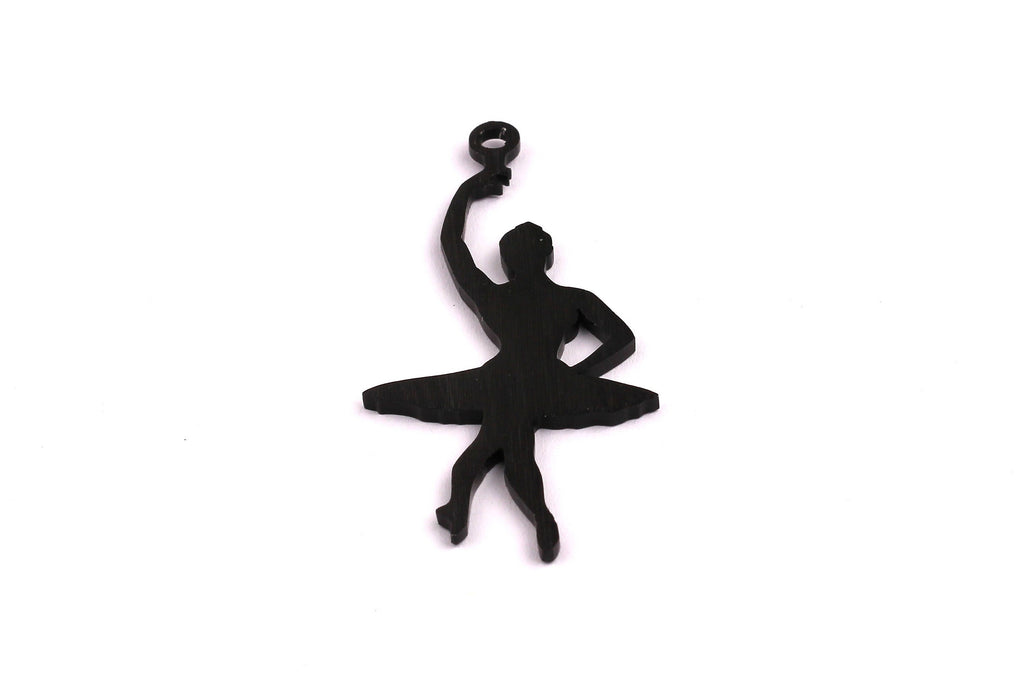 Aluminum Charms - Dancer Girl Shaped Pendant - Anodized Aluminium Charms - Wall Decor - Black Tone - 66x29x2mm - AA1098 - DOMEDBAZAAR