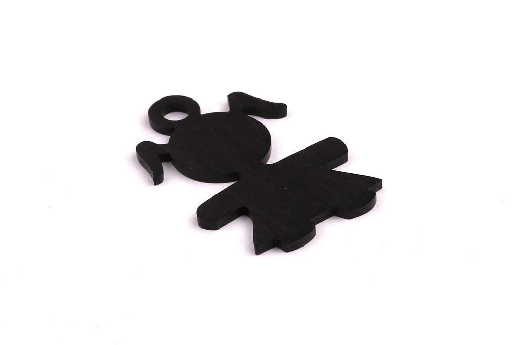 Aluminum Charms - Cute Girl Shaped Pendant - Anodized Aluminium Charms - Wall Decor - Black Tone - 44x29x2mm - AA1118 - DOMEDBAZAAR