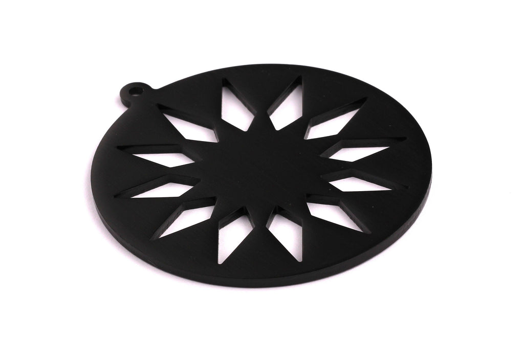 Aluminum Charms - Circle Sunlight Shaped Pendant - Anodized Aluminium Charms - Wall Decor - Black Tone - 69x69x2.5mm - AA1124 - DOMEDBAZAAR