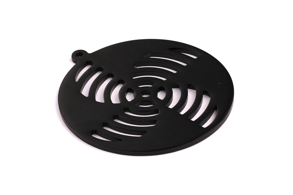 Aluminum Charms - Fan Shaped Pendant - Anodized Aluminium Charms - Wall Decor - Black Tone - 69x69x2.3mm - AA1125 - DOMEDBAZAAR
