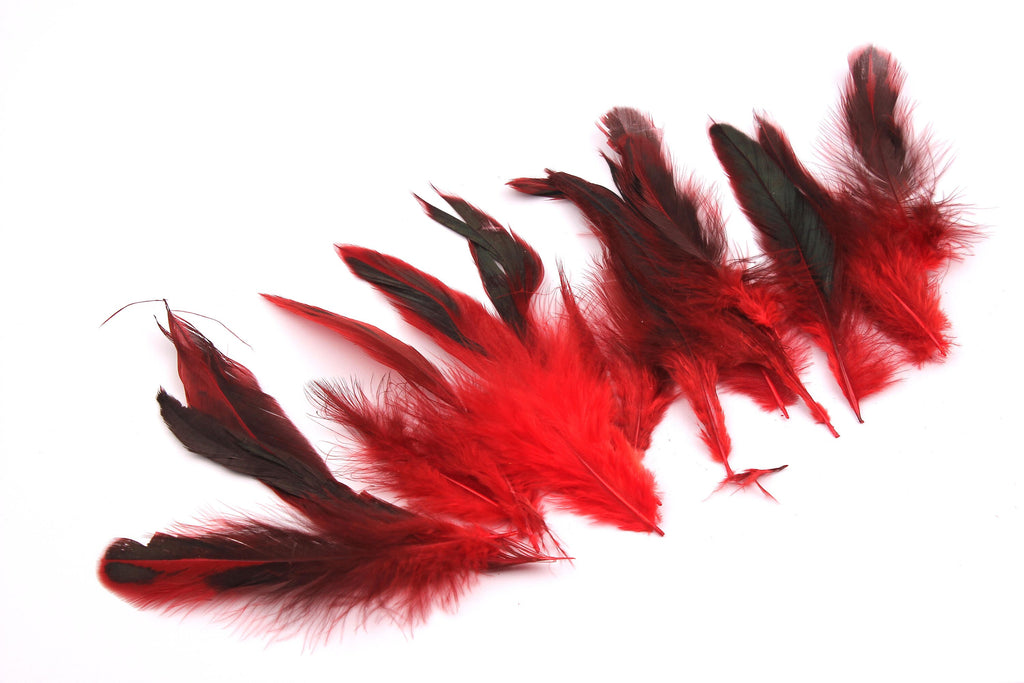 Natural Rooster Feather - Red Feather - (10-12cm) - Real Feathers for Jewelry, Costumes, Millinery, Decoration, Crafts - 50 Pieces - FF1006 - DOMEDBAZAAR