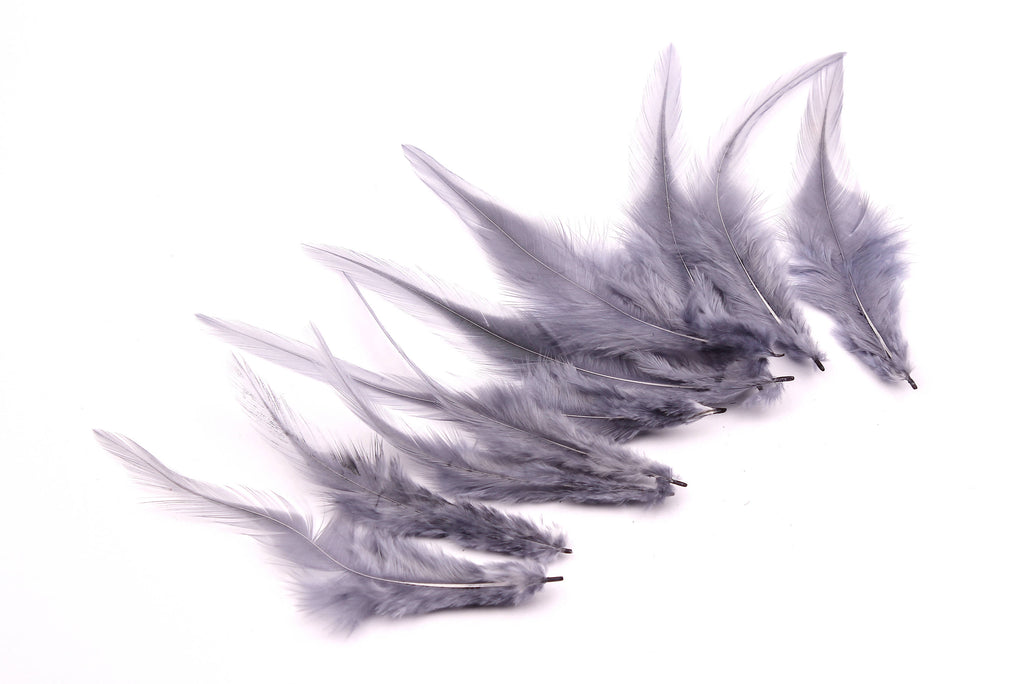 Natural Cock Feather - Gray Feather - (12-15cm) - Real Feathers for Jewelry, Costumes, Millinery, Decoration, Crafts - 50Pieces - FF1005B - DOMEDBAZAAR