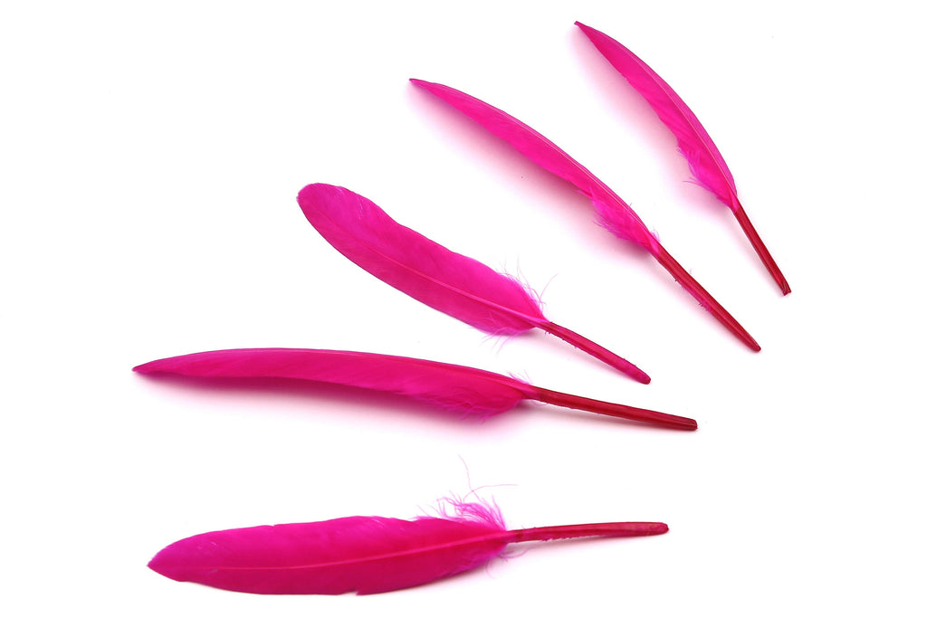 Goose Feather - Fuchsia Plumage - (12-15cm) - Real Feathers for Jewelry, Costumes, Millinery, Decoration, Crafts - 100 Pieces - FF1013F - DOMEDBAZAAR