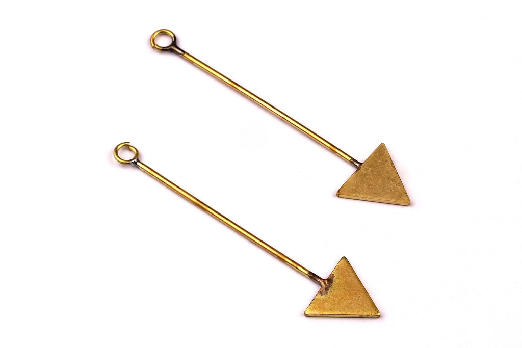Raw Brass Earring Charms - Arrow Shaped Earrings - Ear Studs - Jewelry Supplies for Earrings - 47x10mm PP1335 - DOMEDBAZAAR