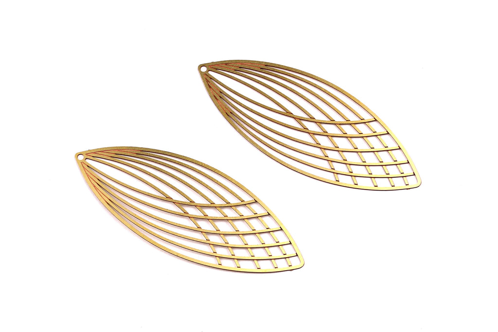 Marquise Shaped Earring Charms - Raw Brass Earring - Marquise Earring Charms - Earring Findings - Jewelry Supplies - 55x21mm - JJB3901 - DOMEDBAZAAR