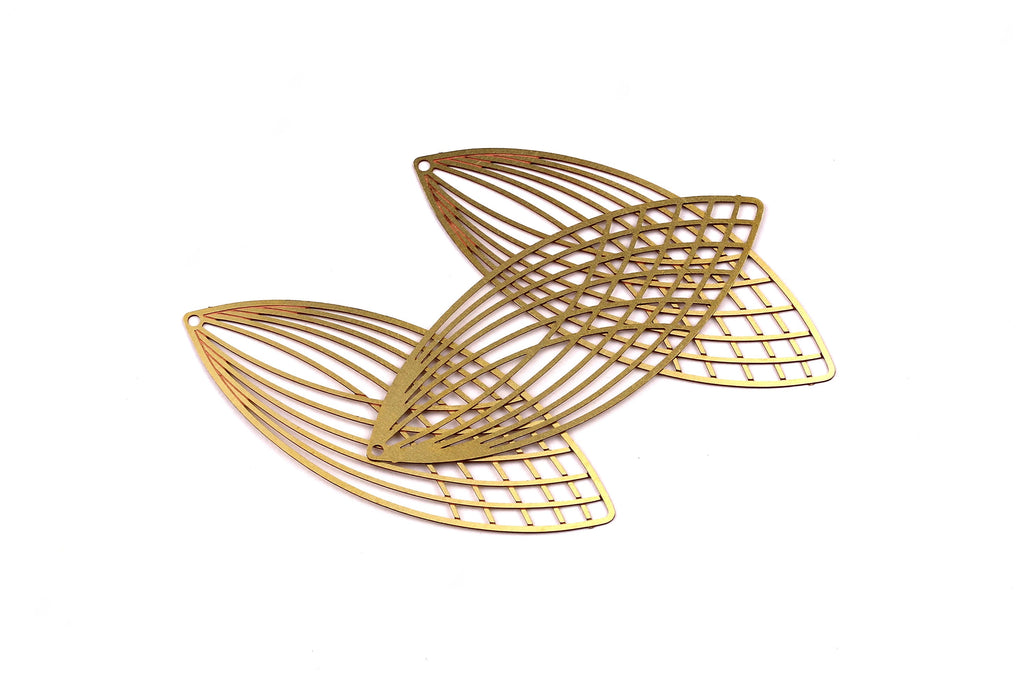 Marquise Shaped Earring Charms - Raw Brass Earring - Marquise Earring Charms - Earring Findings - Jewelry Supplies - 55x21mm - JJB3901 - DOMEDBAZAAR