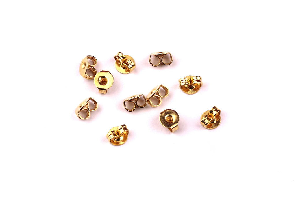 Raw Brass Earring Stud Back -   Stopper - Ear Nuts - Ear Wire Backs - Earring Findings- Jewelry Supplies - 5mm - 100pcs - PP1116 - DOMEDBAZAAR