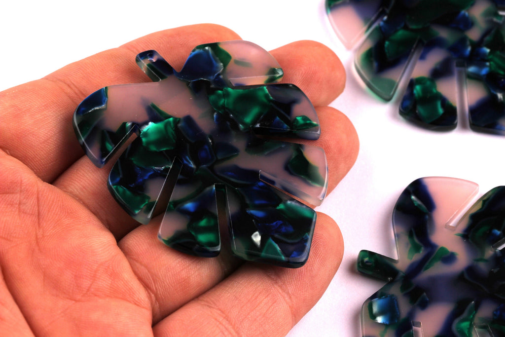 Acetate Leaf Charms - Leaf Earrings and Pendant - Earring Findings - Jewelry Supplies - Color Code: A18 - 58.4x49.4x2.58mm - AC1053A - DOMEDBAZAAR