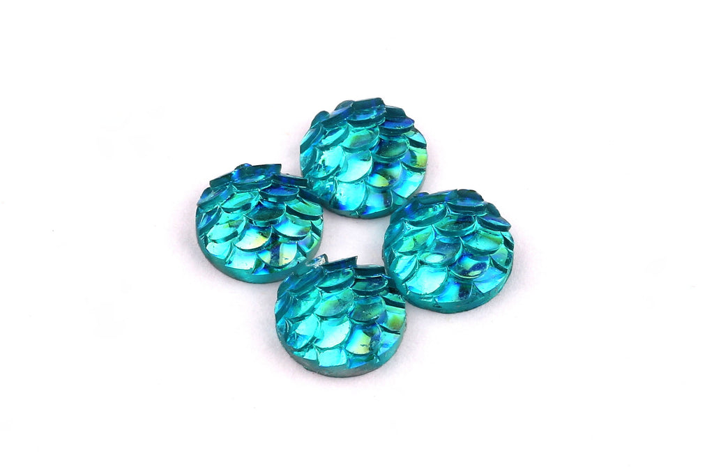 Mermaid Cabochons - Iridescent Fishscale Cabochons - Blue Cabochons - Fish Scale - Jewelry Supplies - 8mm - CB1001E - DOMEDBAZAAR