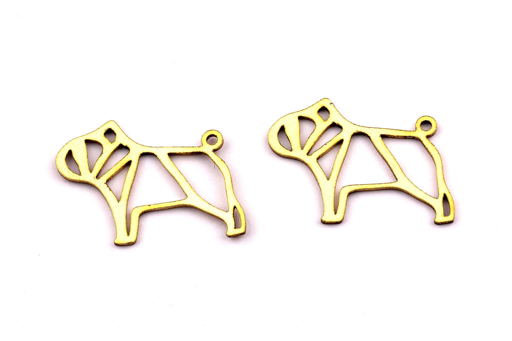 Brass Dog Charm - Dog Shaped Raw Brass Charms - Jewelry Supplies - 16.5x22mm - PP1153 - DOMEDBAZAAR