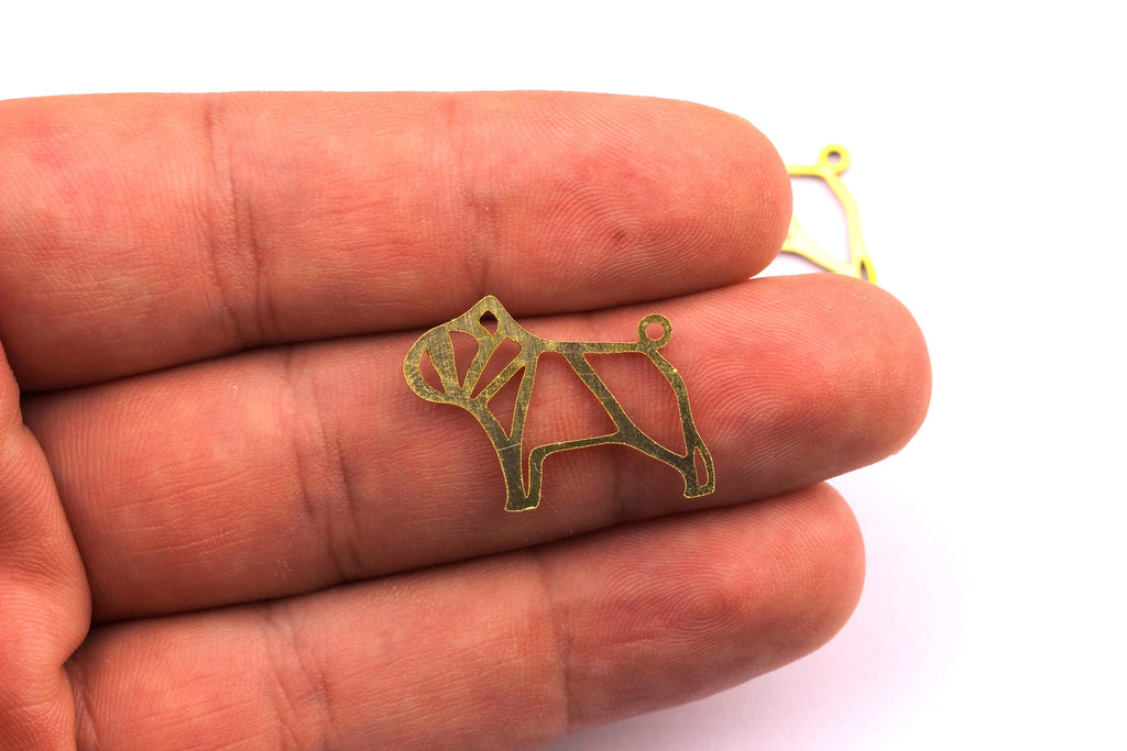 Brass Dog Charm - Dog Shaped Raw Brass Charms - Jewelry Supplies - 16.5x22mm - PP1153 - DOMEDBAZAAR