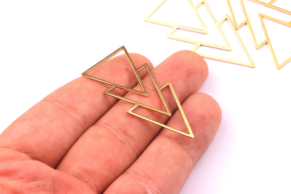 Brass Triangle Charms - Triangle Shpaed Raw Brass Connector - Geometric Charm - Jewellery Supplies - 46x21x0.7mm - PP1202 - DOMEDBAZAAR