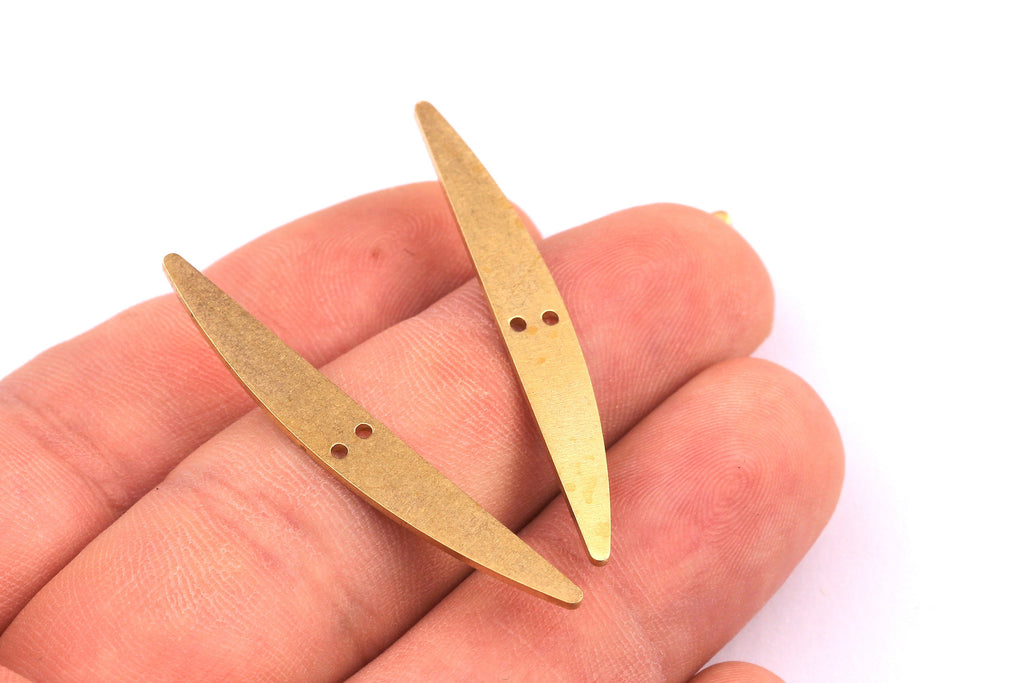 Brass Geometric Charms - Geometric D Shaped Raw Brass Connector with 2 Holes - Jewelry Supplies - 43x5.5x0.7mm - PP1223 - DOMEDBAZAAR