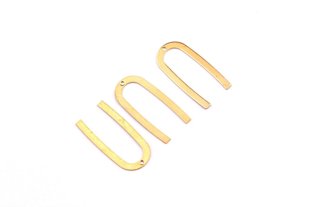 Brass Geometric Charms - Geometric U Shaped Raw Brass Connector with 1 Hole - Jewelry Supplies - 27x13x0.45mm - PP1225 - DOMEDBAZAAR