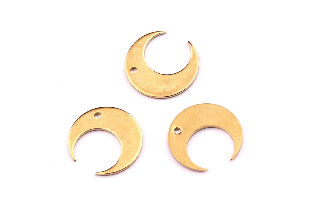 Brass Moon Charms - Moon Shaped Raw Brass Pendant - Jewelry Supplies - 14x0.8mm - PP1185 - DOMEDBAZAAR