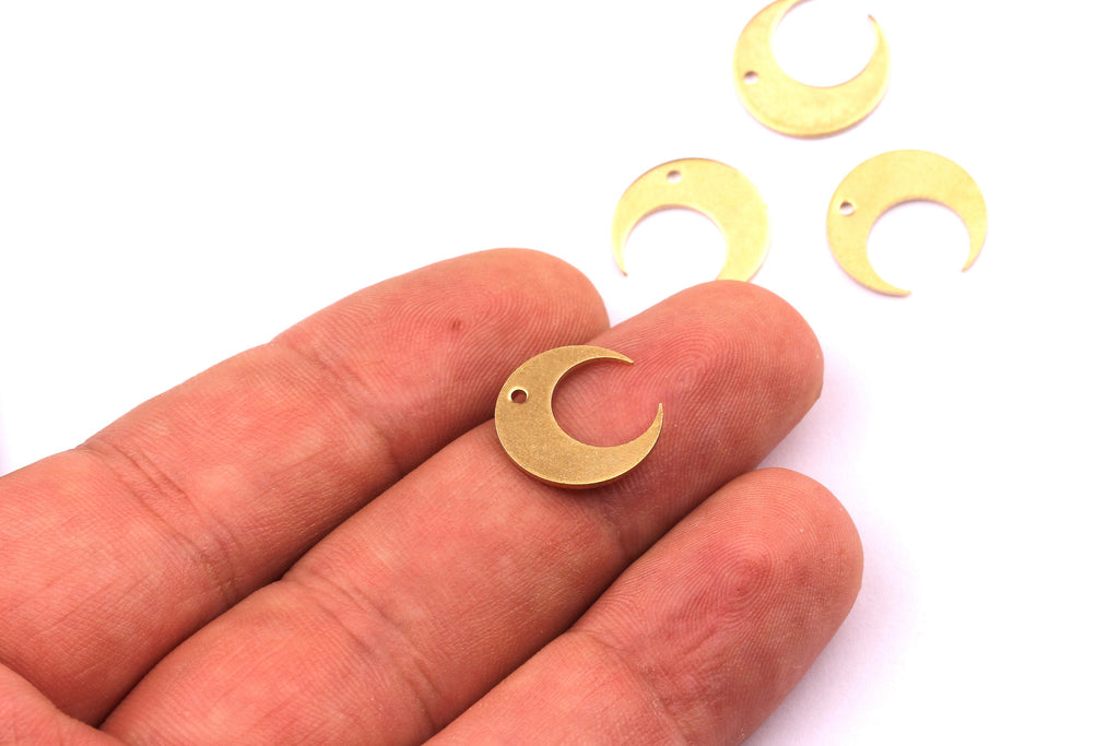 Brass Moon Charms - Moon Shaped Raw Brass Pendant - Jewelry Supplies - 14x0.8mm - PP1185 - DOMEDBAZAAR
