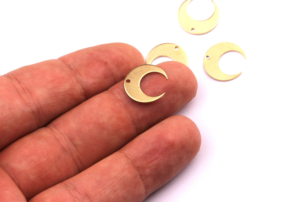 Brass Moon Charms - Moon Shaped Raw Brass Pendant - Jewelry Supplies - 14x0.8mm - PP1186 - DOMEDBAZAAR