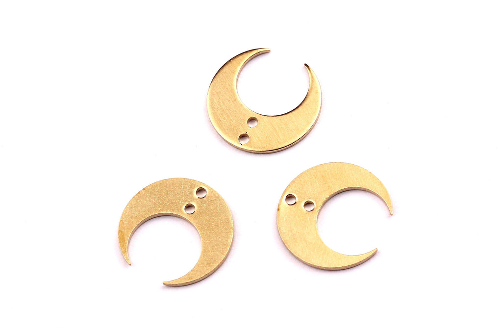 Brass Moon Charms - Moon Shaped Raw Brass Connector with 2 Holes - Jewelry Supplies - 14x0.8mm - PP1187 - DOMEDBAZAAR