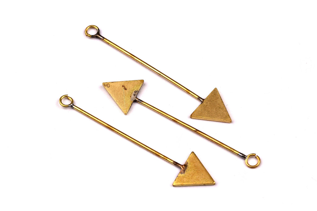 Raw Brass Earring Charms - Arrow Shaped Earrings - Ear Studs - Jewelry Supplies for Earrings - 47x10mm PP1335 - DOMEDBAZAAR