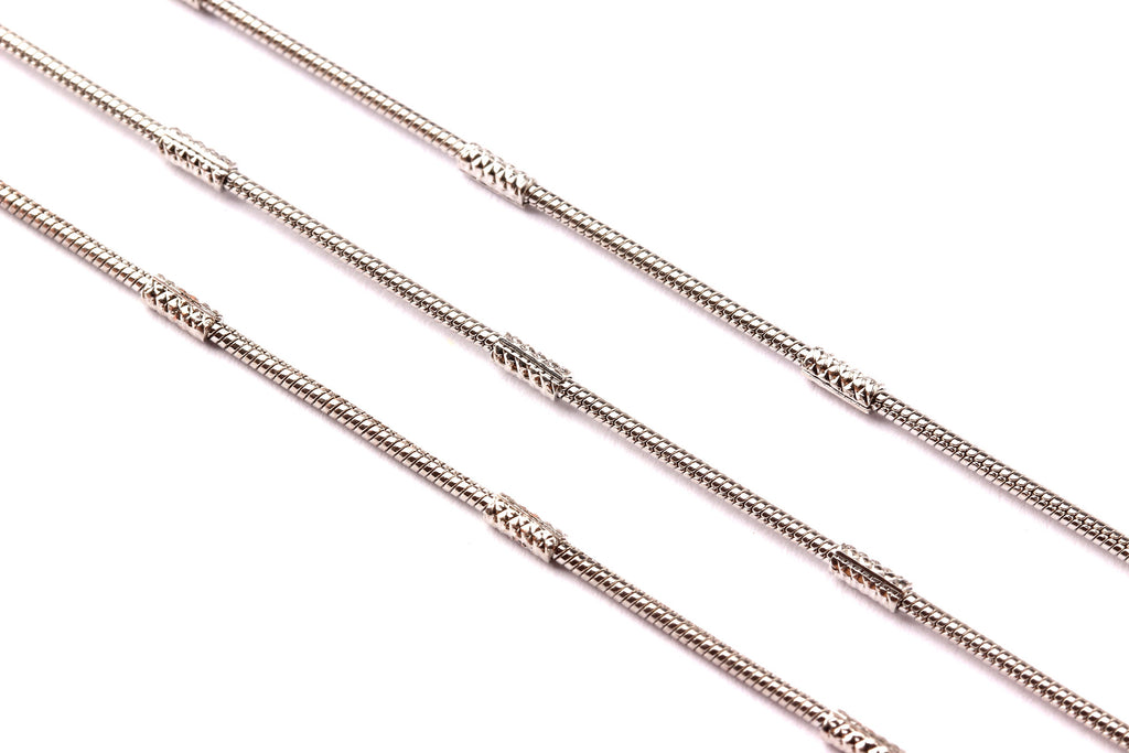 Bar Satellite Snake Chain - Brass Chain- Silver Plated - Soldered - 0.05&quot; - for Necklace Bracelet Earing Jewellery Making - CC1012 - DOMEDBAZAAR