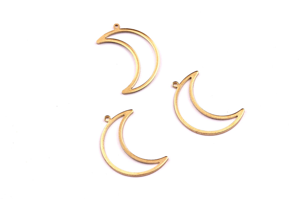 Brass Crescent Shaped Charms- Raw Brass Moon Charms - Earring Findings - Jewelry Supplies - 25x17mm - PP1203 - DOMEDBAZAAR