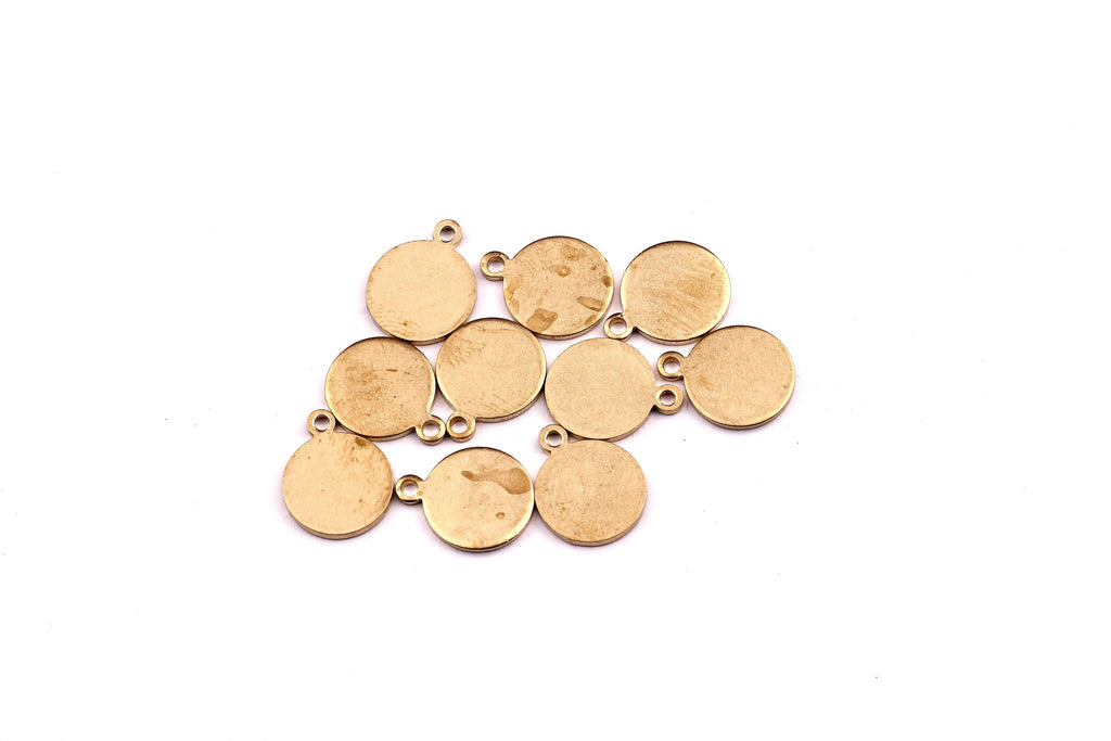 Brass Circle Stamping Tag- Raw Brass Stamping Blank - Raw Brass Charms - Jewelry Supplies - 12x10mm - PP1208 - DOMEDBAZAAR