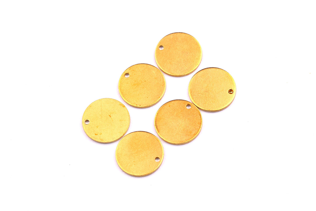 Raw Brass Round Tag- Brass Stamping Tag - Raw Brass Charms - Jewelry Supplies - 15x1mm - PP1216 - DOMEDBAZAAR