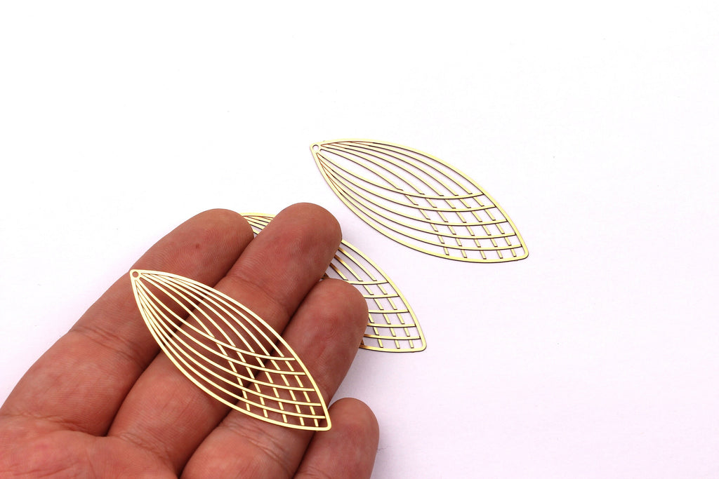 Marquise Shaped Earring Charms - Raw Brass Earring - Marquise Earring Charms - Earring Findings - Jewelry Supplies - 55x21mm - JJB3901 - DOMEDBAZAAR