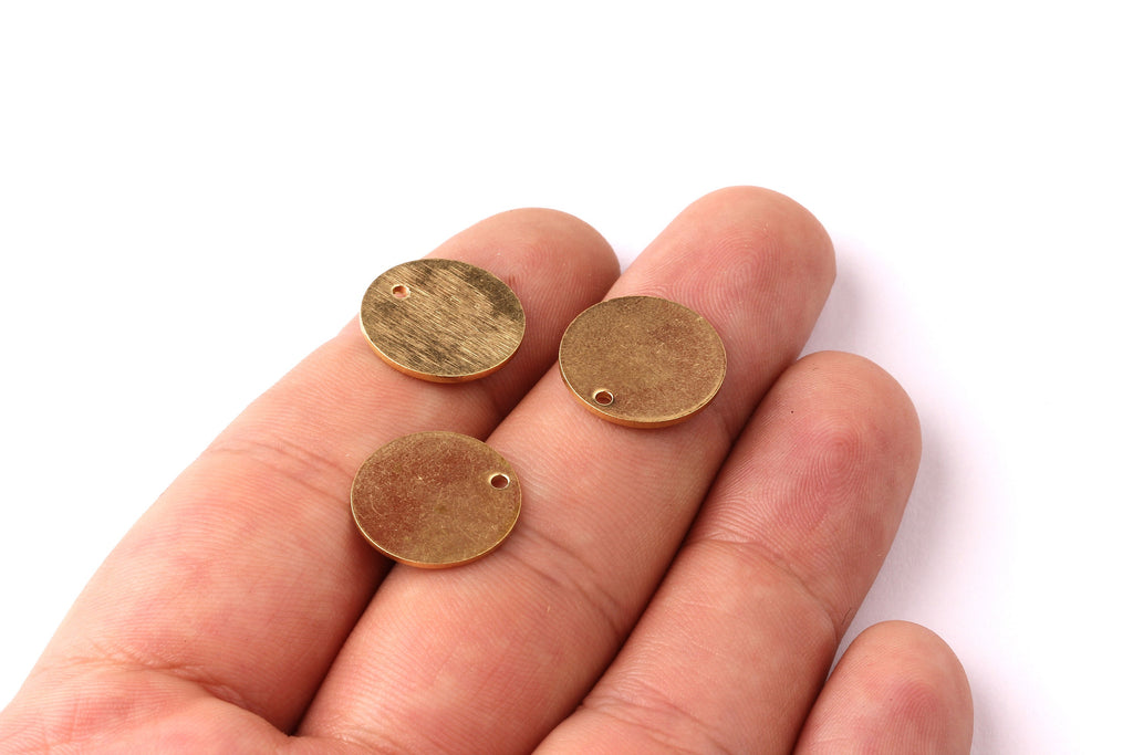 Raw Brass Round Tag- Brass Stamping Tag - Raw Brass Charms - Jewelry Supplies - 15x1mm - PP1216 - DOMEDBAZAAR