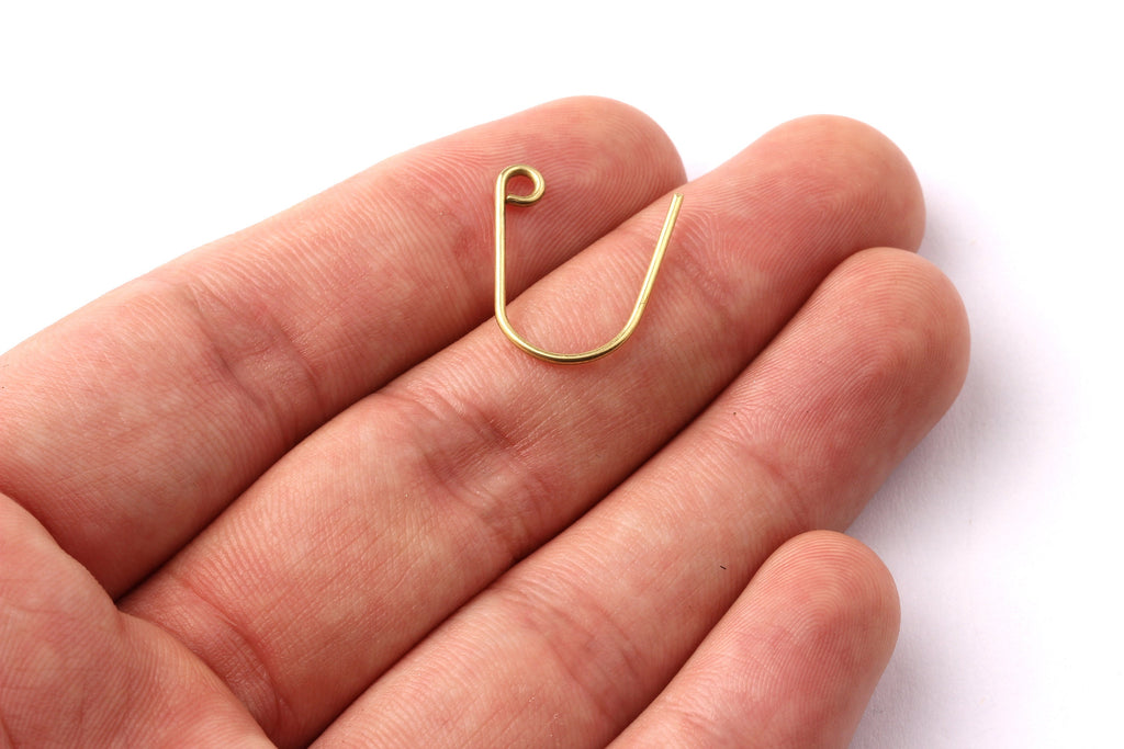 Raw Brass Earring Wires - U Shaped Brass Ear Wire - Jewelry Supplies - 18x16x1mm - PP1250 - DOMEDBAZAAR