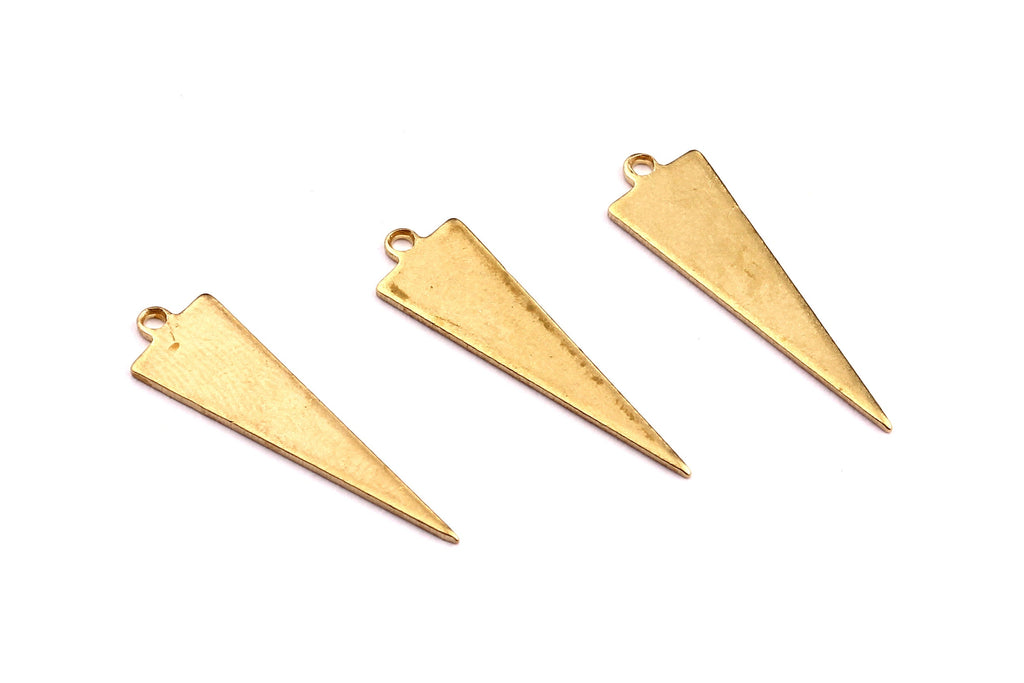 Raw Brass Earring Charms- Triangle Shaped Brass Charms - Jewelry Supplies - 22x6.5x0.75mm - PP1256 - DOMEDBAZAAR