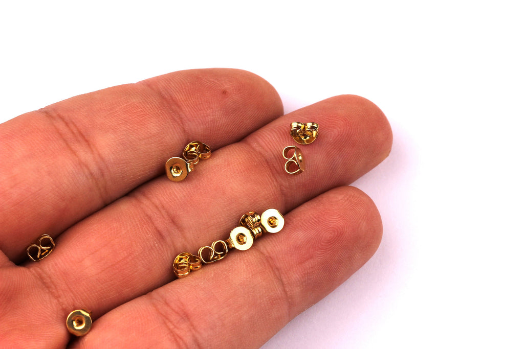 Raw Brass Earring Stud Back -   Stopper - Ear Nuts - Ear Wire Backs - Earring Findings- Jewelry Supplies - 5mm - 100pcs - PP1116 - DOMEDBAZAAR