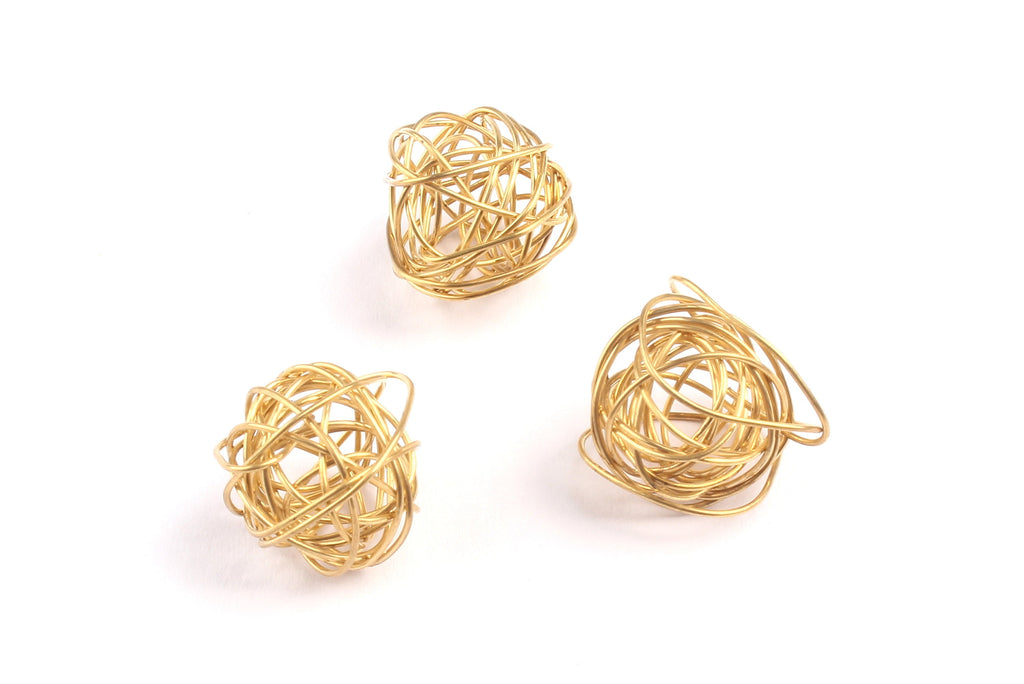 Brass Wire Ball- Raw Brass Wire Ball Charms - Earring Findings - Jewelry Supplies - 14x0.5mm - PP1307 - DOMEDBAZAAR
