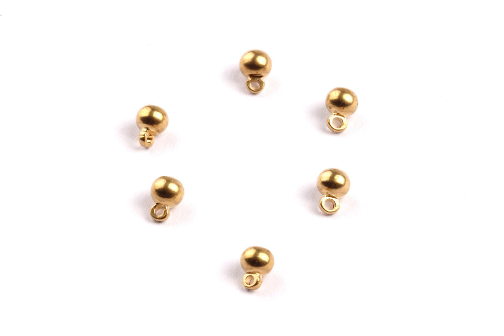Brass Ball Charms - Raw Brass Ball Charms - Earring Findings - Jewelry Supplies - 5x4x1mm - PP1332 - DOMEDBAZAAR