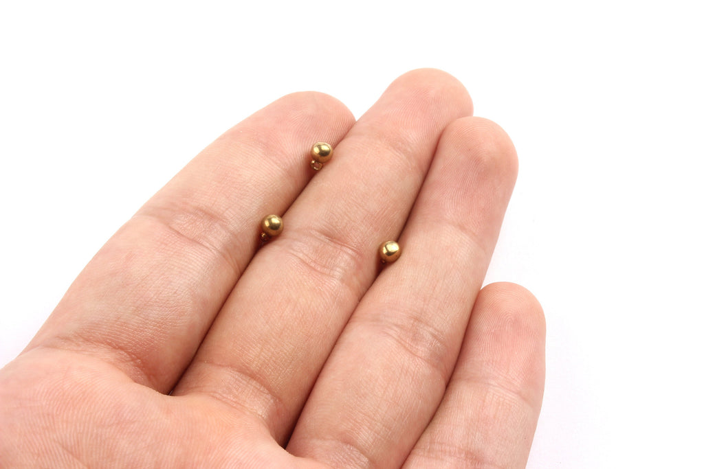 Brass Ball Charms - Raw Brass Ball Charms - Earring Findings - Jewelry Supplies - 5x4x1mm - PP1332 - DOMEDBAZAAR