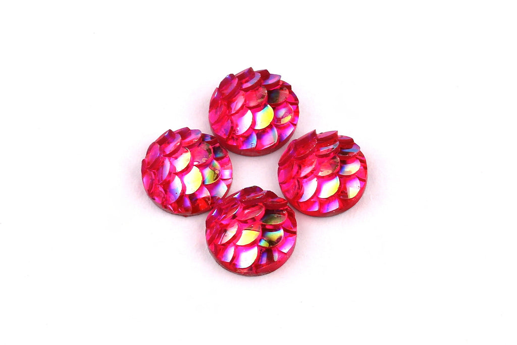 Mermaid Cabochons - Iridescent Fishscale Cabochons - Pink Cabochons - Fish Scale - Jewelry Supplies - 8mm - CB1001K - DOMEDBAZAAR