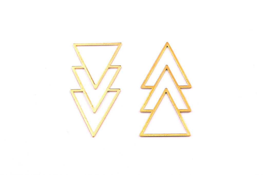 Brass Triangle Charms - Triangle Shpaed Raw Brass Connector - Geometric Charm - Jewellery Supplies - 46x21x0.7mm - PP1202 - DOMEDBAZAAR