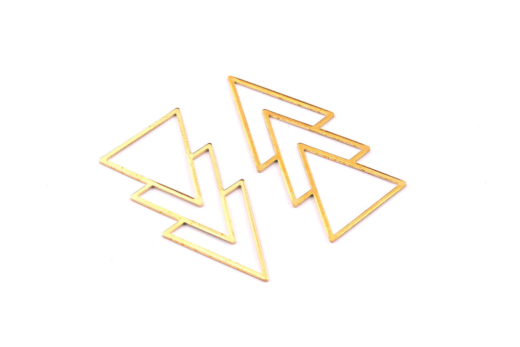 Brass Triangle Charms - Triangle Shpaed Raw Brass Connector - Geometric Charm - Jewellery Supplies - 46x21x0.7mm - PP1202 - DOMEDBAZAAR