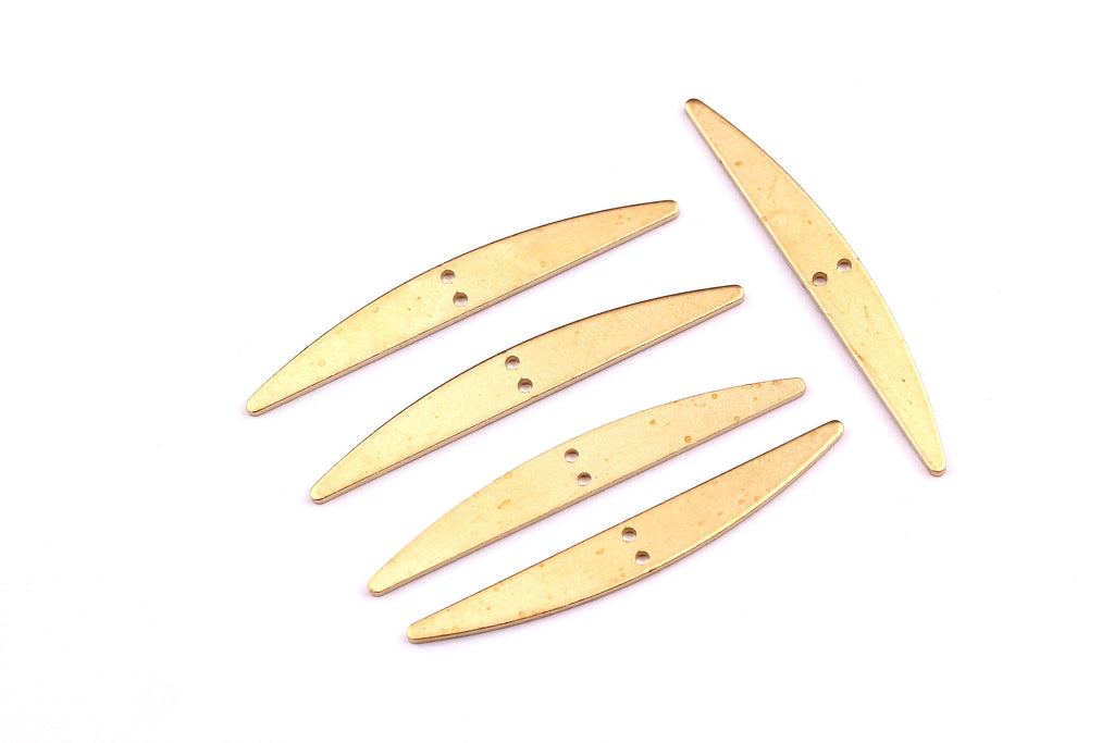 Brass Geometric Charms - Geometric D Shaped Raw Brass Connector with 2 Holes - Jewelry Supplies - 43x5.5x0.7mm - PP1223 - DOMEDBAZAAR