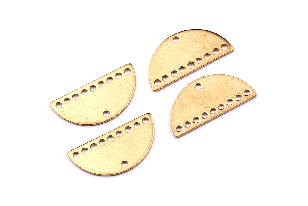Brass Semicircle Charms - Semicircle Pendant - Raw Brass Connector with 10 Holes - Jewellery Supplies - 10.5x20.5x0.75mm - PP1242 - DOMEDBAZAAR