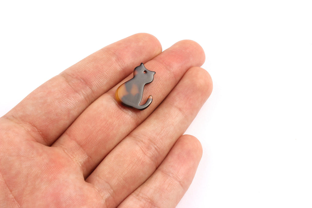 Acetate Cat Charms - Tortoise Shell Earrings - Cat Pendant - Jewelry Making Supplies - Color Code: A02 - 20.78x15.2x2.45mm - AC1073A - DOMEDBAZAAR
