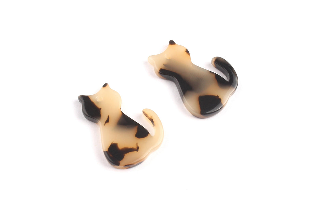 Acetate Cat Charms - Blonde Tortoise Shell Earrings - Cat Earrings and Pendant - Color Code: A08 - 20.78x15.2x2.45mm - AC1073B - DOMEDBAZAAR